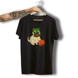 Funny Halloween Pug Frankenstein Pumpkin Dog T-Shirt