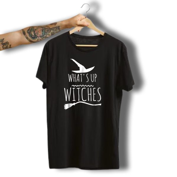 Funny Halloween Whats Up Witches Hat Broom T Shirt 1 t shirt 1
