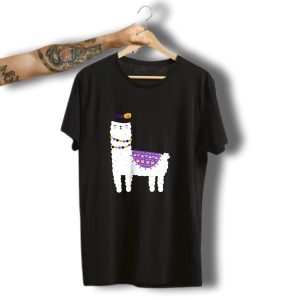 Funny Halloween Witch Llama With Bats And Alpaca Elements T-Shirt