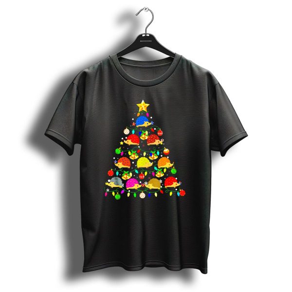Funny Hedgehog Christmas Tree Ornament With Colorful Hedgehogs And Holiday Decorations T Shirt 1 t shirt 1