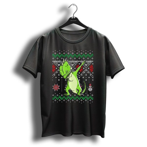 Funny Iguana Dabbing Ugly Sweater Christmas Pattern Snowman T Shirt 1 t shirt 1
