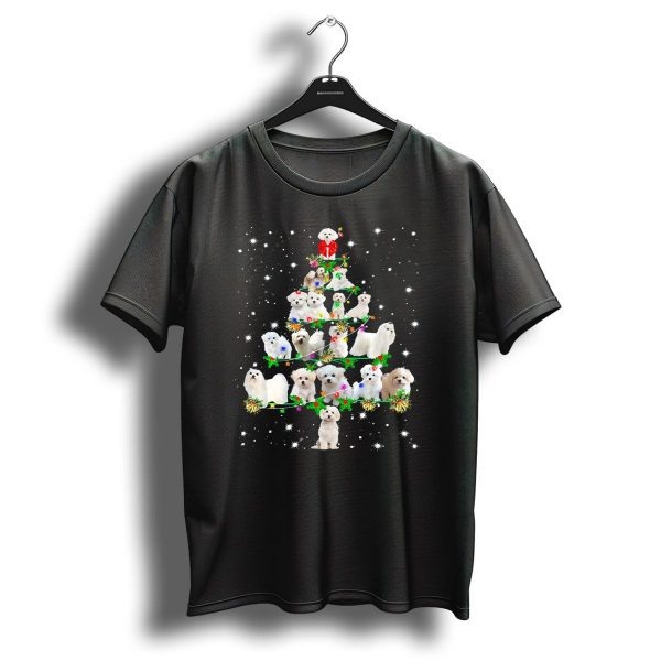 Funny Maltese Dog Christmas Tree Ornament With Cute Puppies And Festive Decorations T Shirt 1 t shirt 1