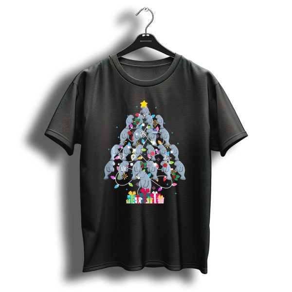 Funny Manatee Christmas Tree With Santa Hats And Ornaments T Shirt 1 t shirt 1