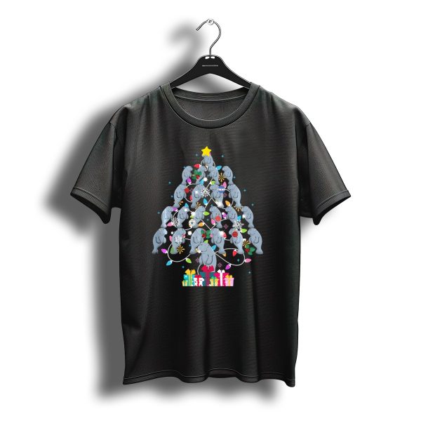 Funny Manatee Christmas Tree With Santa Hats And T Shirt t shirt 1