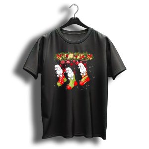 Funny Merry Christmas Standard Poodle In Holiday Stockings T-Shirt