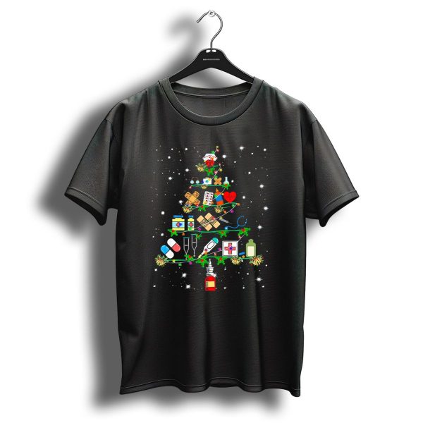 Funny Nurse Christmas Tree Medical Icons T Shirt 1 t shirt 1