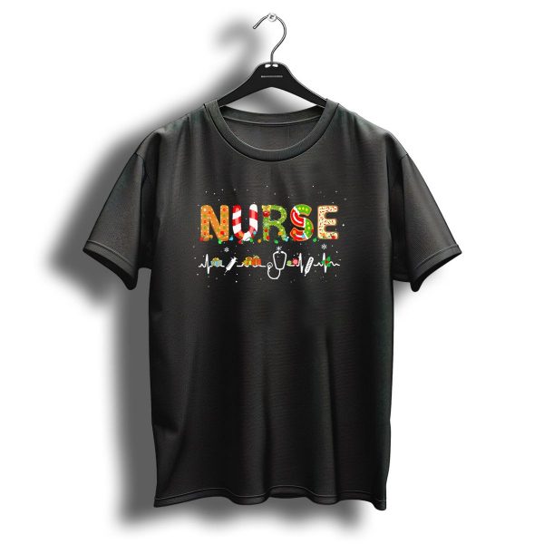 Funny Nurse Heartbeat Christmas Icons With Holiday Elements T Shirt 1 t shirt 1