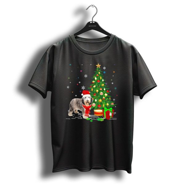Funny Old English Sheepdog Christmas Lover With Festive Tree T Shirt 1 t shirt 1