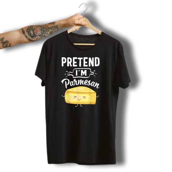 Funny Pretend IM Parmesan Cheese Halloween Costume With Smiling Cheese Block T Shirt t shirt 1