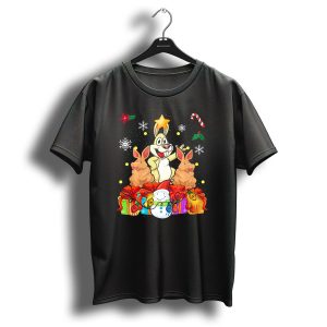 Funny Rabbit Christmas Tree With Gifts And Snowman T-Shirt