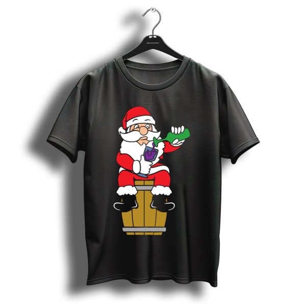 Funny Santa Claus Drinking Wine Merry Christmas Winter Holiday T Shirt 1 t shirt 1