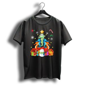 Funny Seahorse Christmas Tree Cute Decor Snowman Presents T-Shirt