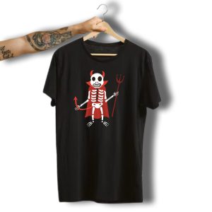 Funny Skeleton Little Devil Costume Halloween T-Shirt