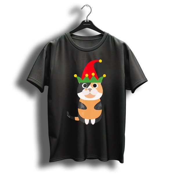 Funny Uglychristmas Calico Cat With Elf Hat T Shirt 1 t shirt 1