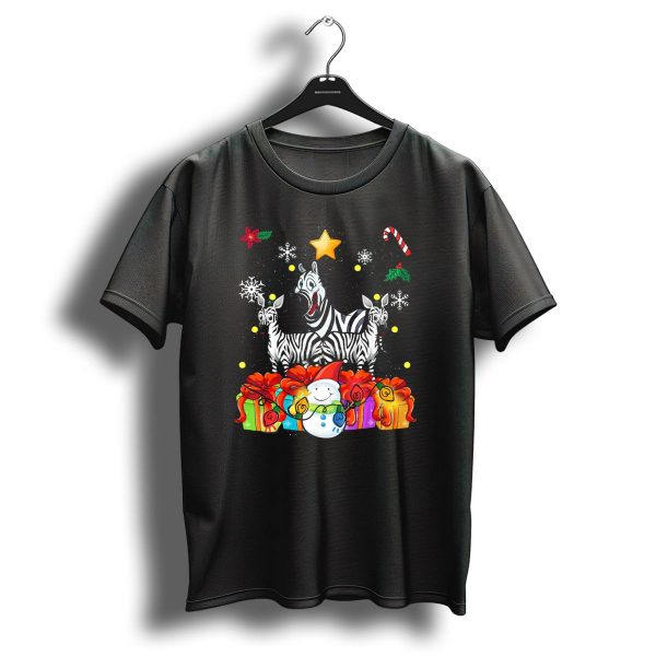 Funny Zebra Christmas Tree Snowman Present Decor T Shirt 1 t shirt 1
