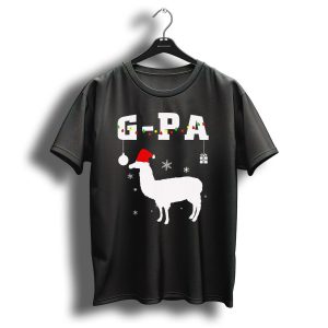 G Pa Christmas Llama Santa Hat Snowflakes T Shirt