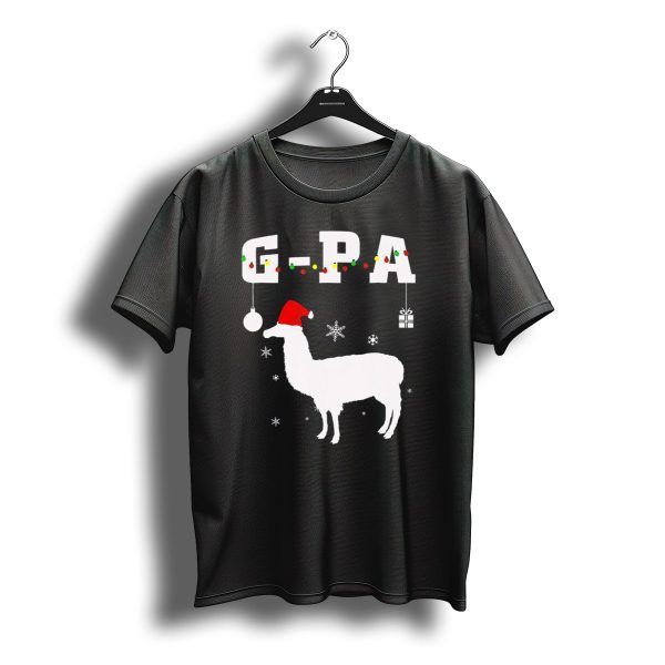 G Pa Christmas Llama Santa Hat Snowflakes T Shirt t shirt 1