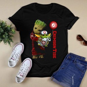 Gy Alabama Crimson Tide Groot And Baby Yoda T Shirt
