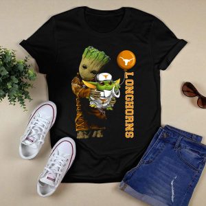 Gy Texas Longhorns Groot Baby Yoda Balloon T-Shirt