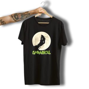 Gabaghoul Funny Hand Moon Halloween Wolf Howling At Full Moon T-Shirt