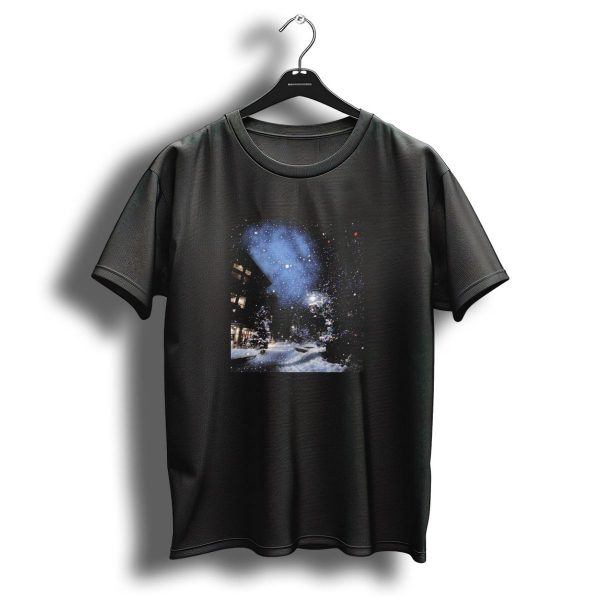Galathi Nighttime Snowfall With Christmas Trees And Lights T Shirt 1 t shirt 1