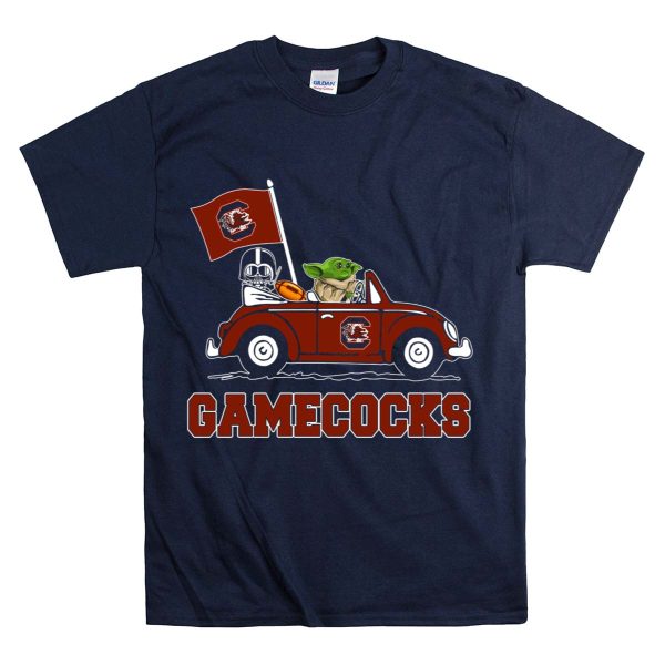 Gamecocks Baby Yoda Darth Vader Driving Football Star Wars T Shirt 1 Navy
