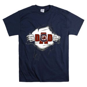 Gamecocks Dad Superhero Tearing Metal Hands T-Shirt