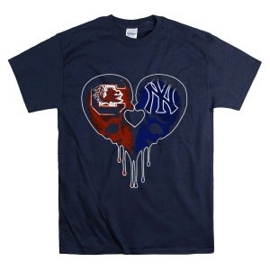 Gamecocks Yankees Skull Heart Fusion T-Shirt