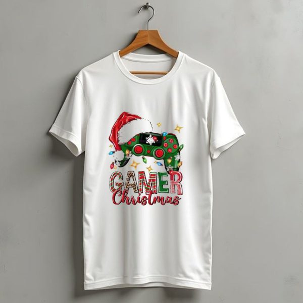 Gamer Christmas Santa Hat Game Controller Holiday Lights T Shirt 1 t shirt 1