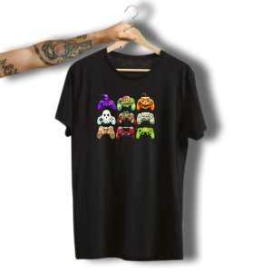 Gaming Skeleton Zombie Ghost Pumpkin Witch Halloween Controller Collection T-Shirt