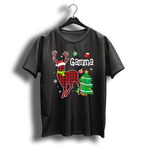 Gamma Red Plaid Deer Christmas Tree Snowflakes T Shirt