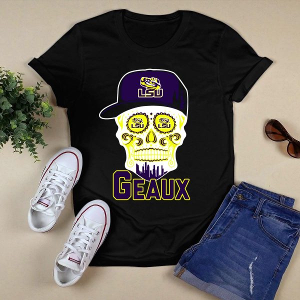 Geaux Lsu Tigers Skull With Logo And Hat T Shirt Black 1