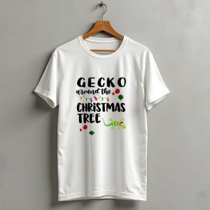 Gecko Around The Christmas Tree Lights And Ornaments T Shirt