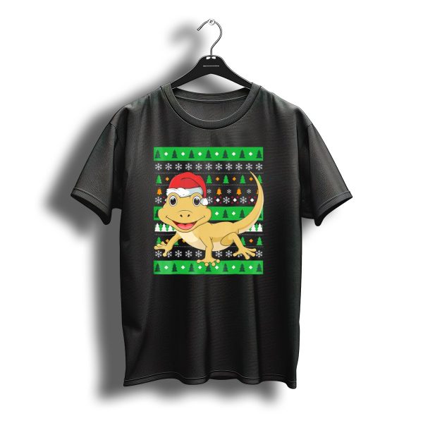 Gecko Ugly Christmas Liz Reptile With Santa Hat And Holiday T Shirt t shirt 1