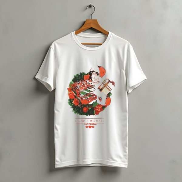 George Michael Last Christmas Santa Hat Wreath T Shirt t shirt 1