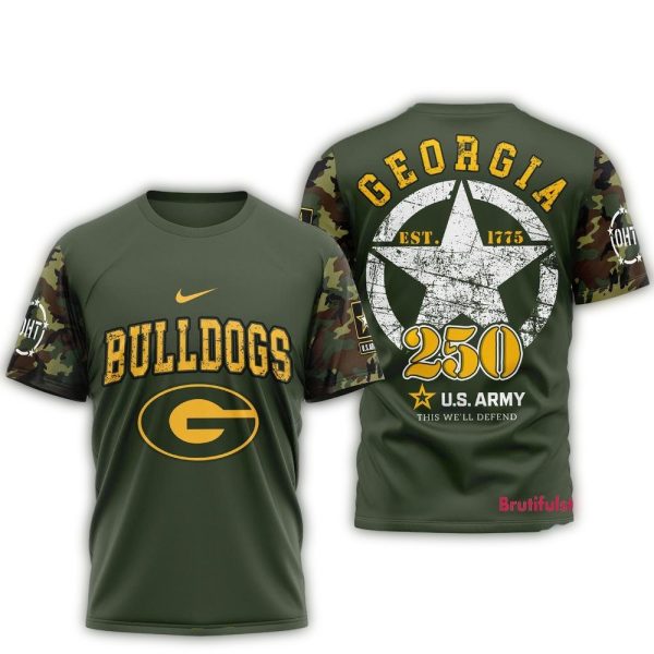 Georgia-Bulldogs-250-Years-US-Army-Limited-3D-Shirt-1 Georgia Bulldogs 250 Years US Army Limited 3D Shirt 1