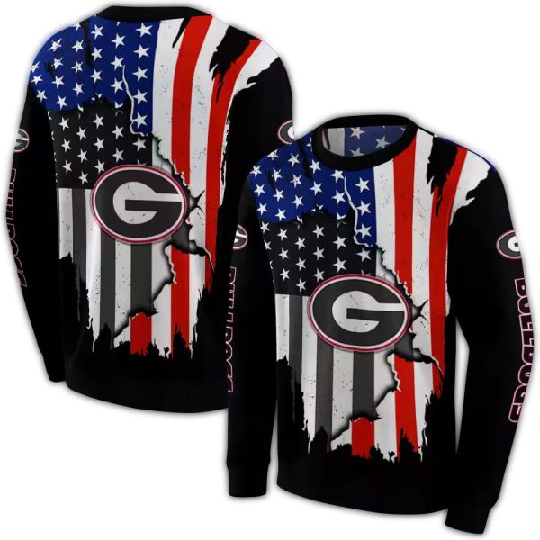 Georgia Bulldogs American Pride Black AOP Sweatshirt 1