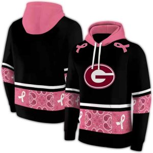 Georgia Bulldogs Awareness Ribbon Black Pink All-Over Print Hoodie