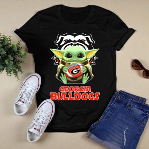 Georgia Bulldogs Baby Yoda Fan Football T Shirt