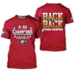 Georgia Bulldogs Back To Back National Champions 2023 All-Over Print T-Shirt