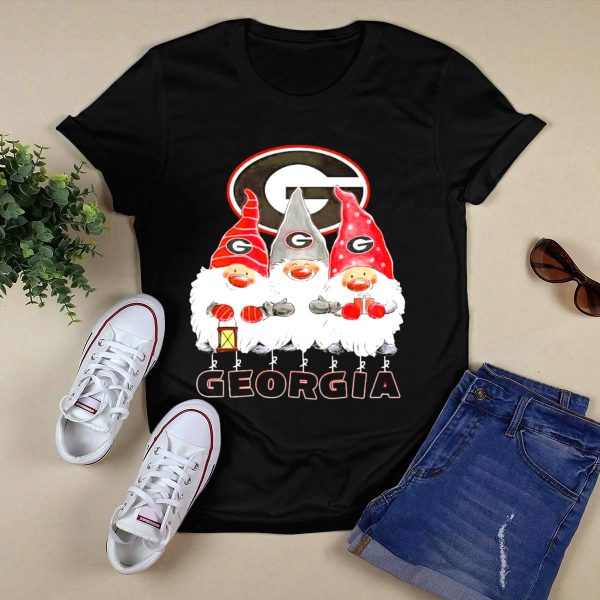 Georgia Bulldogs Christmas Gnome Trio T Shirt 1