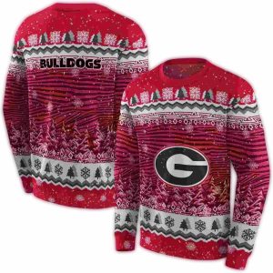 Georgia Bulldogs Christmas Trees All-Over Print Sweatshirt