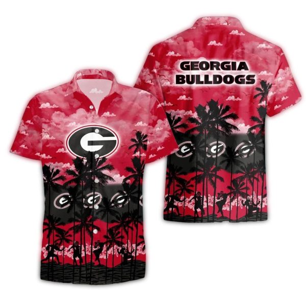 Georgia Bulldogs Coconut Sunset Tropical Hawaiian Shirt 1