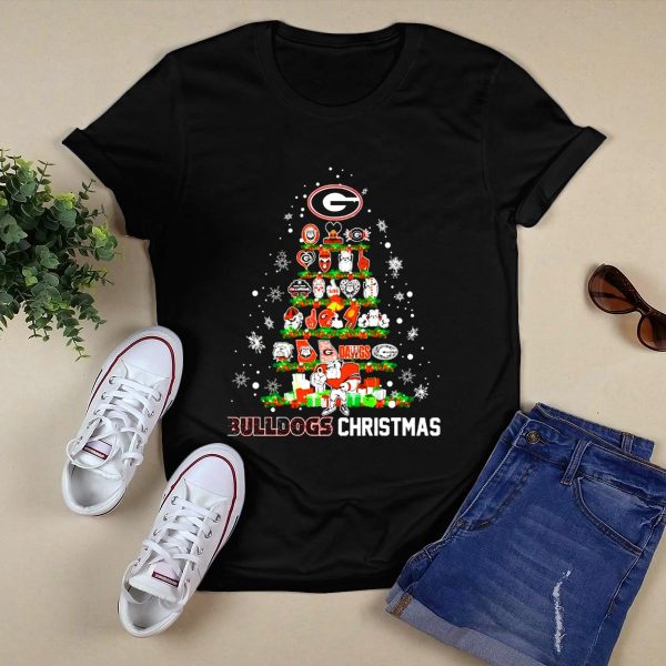 Georgia Bulldogs Dawgs Christmas Tree T Shirt 1