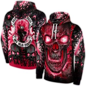 Georgia Bulldogs Demonic Skull All-Over Print Hoodie