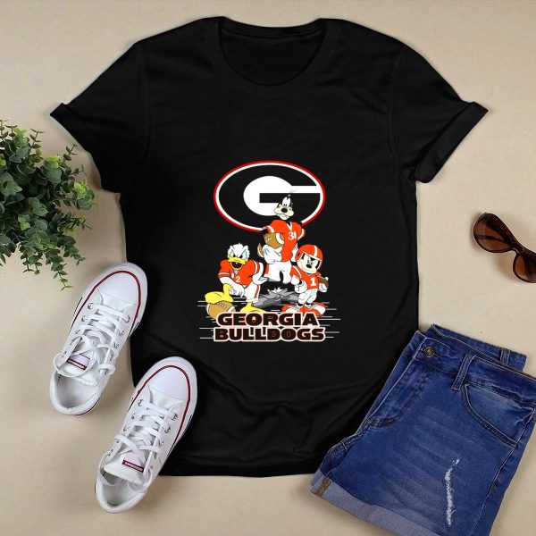 Georgia Bulldogs Disney Characters Football Collaboration T Shirt 1