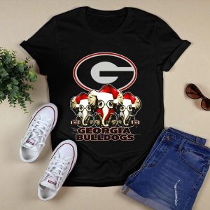 Georgia Bulldogs Elephants Santa Hats Xmas T Shirt