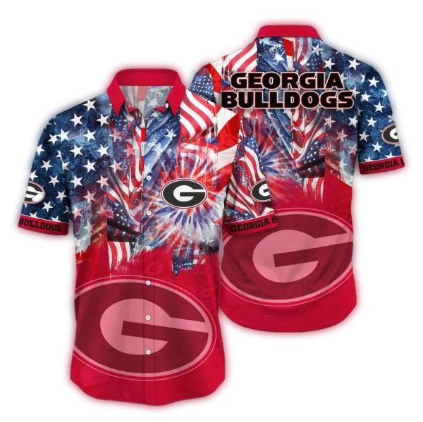 Georgia Bulldogs Flag American For 4th Of July Hawaiian Shirt 1