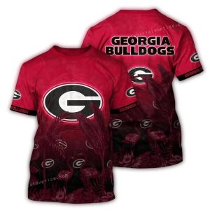 Georgia Bulldogs Flamingo Landscape Vintage All-Over Print T-Shirt