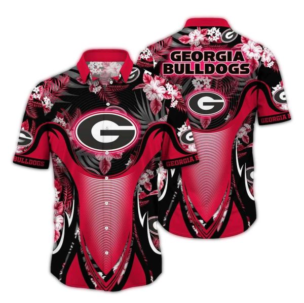 Georgia Bulldogs Floral Flower Uniform Hawaiian Shirt 1
